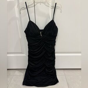 Elegant Black Ruched Dress